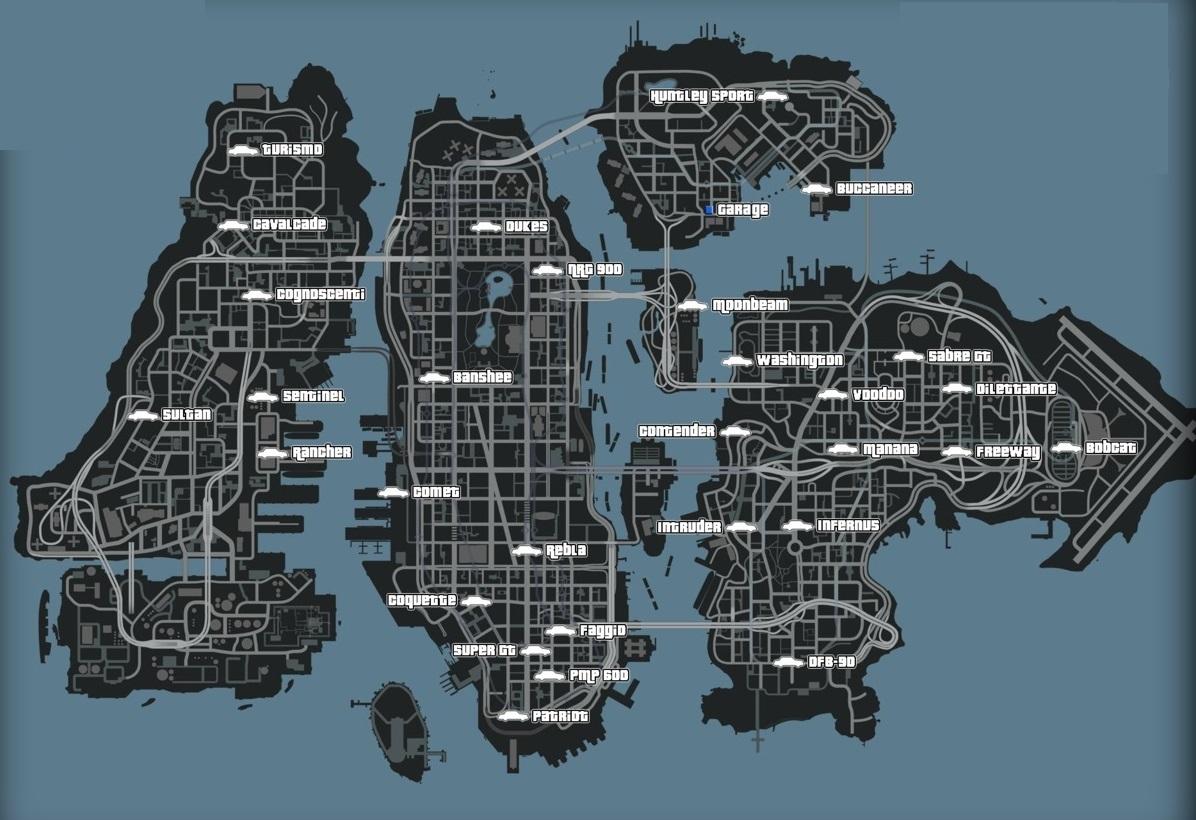 gta iv car dealership locations map