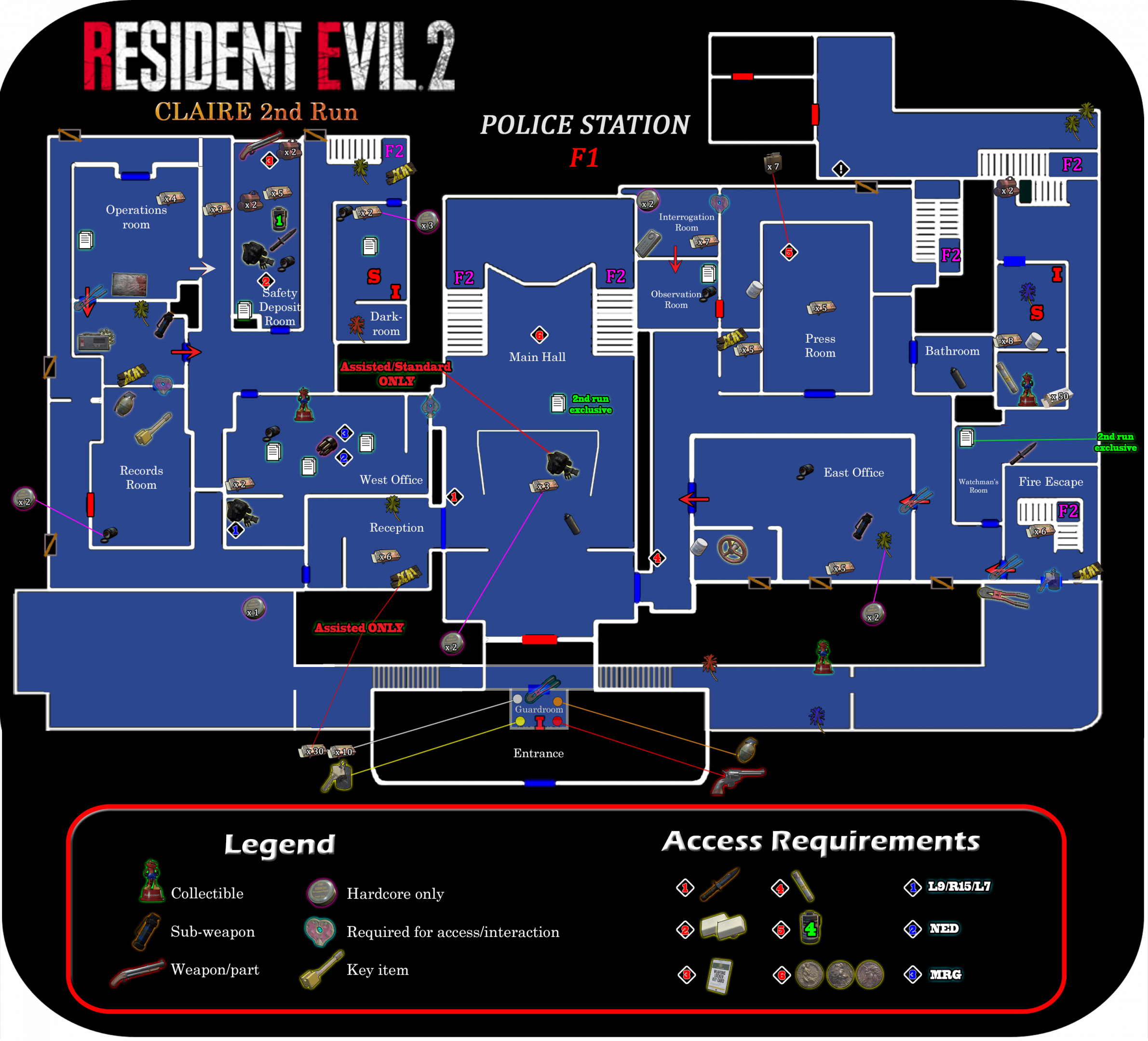 resident evil 2 remake map items